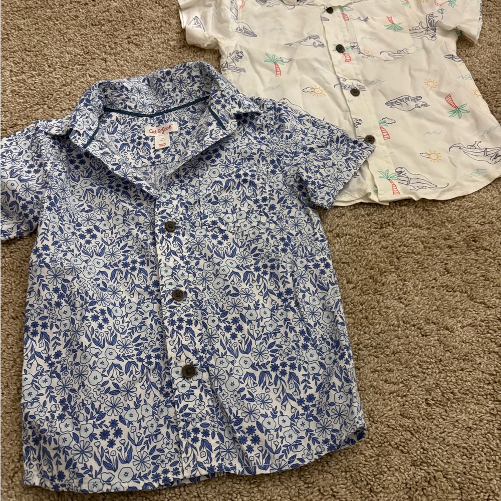 Two Cat & Jack Blue and White Kids Shirts